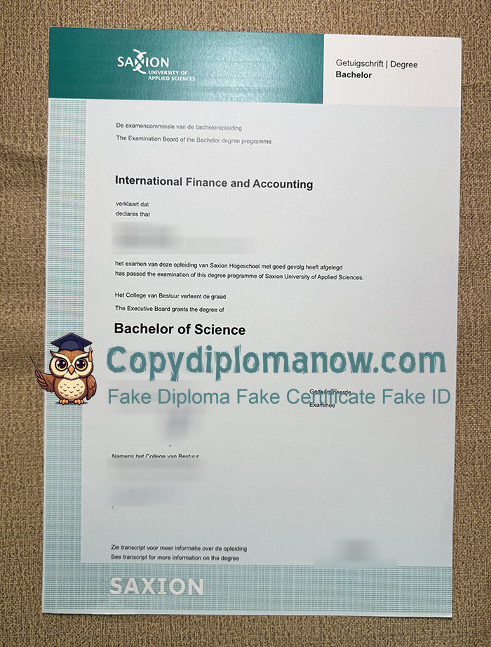 Hogeschool Saxion Getuigschrift