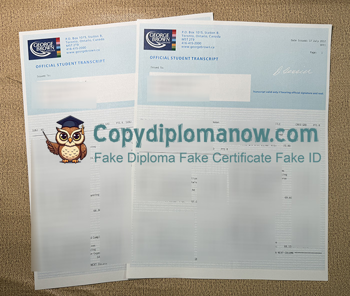 George Brown College Transcript