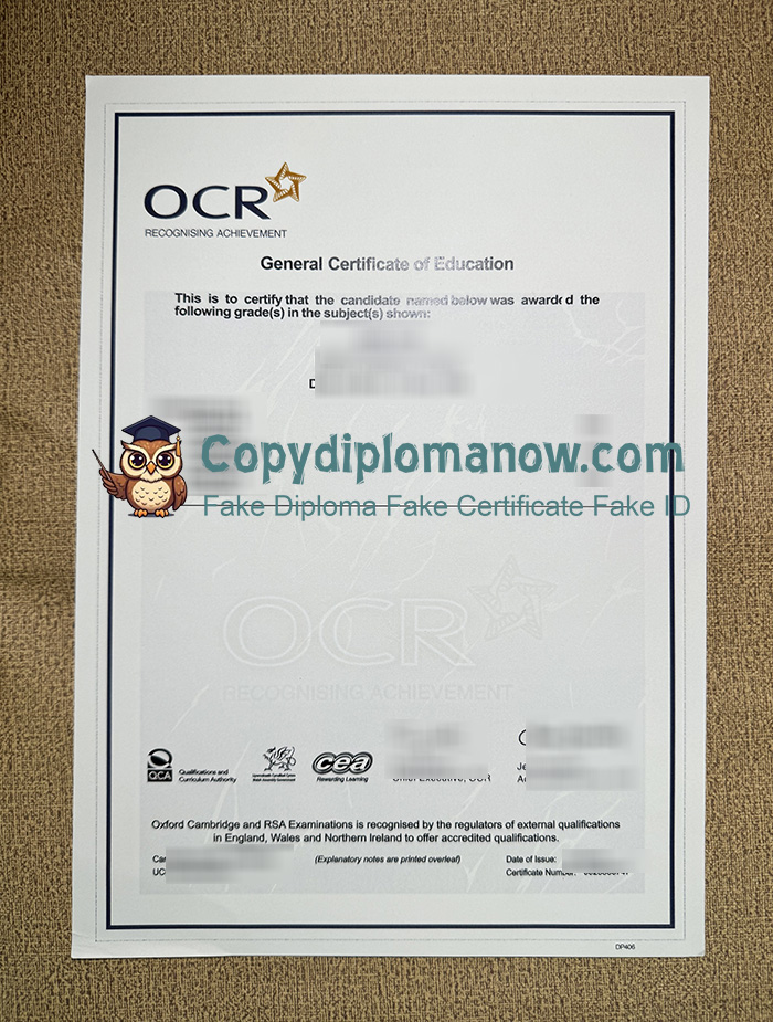 OCR GCE Certificate