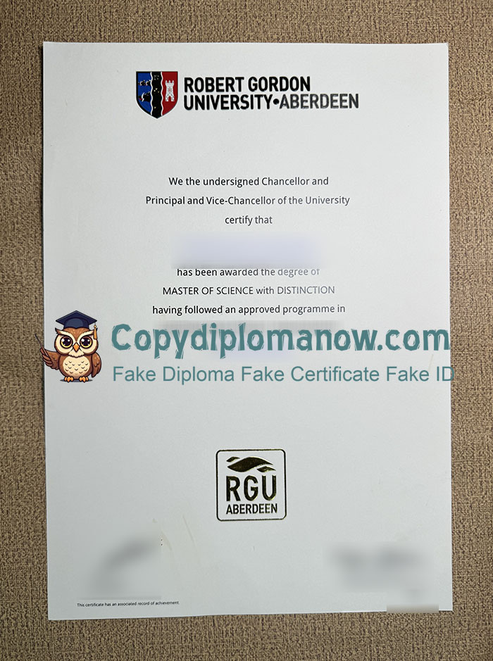 Robert Gordon University Diploma, RGU Diploma
