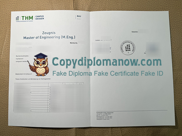 Technische Hochschule Mittelhessen Zeugnis, THM Zeugnis