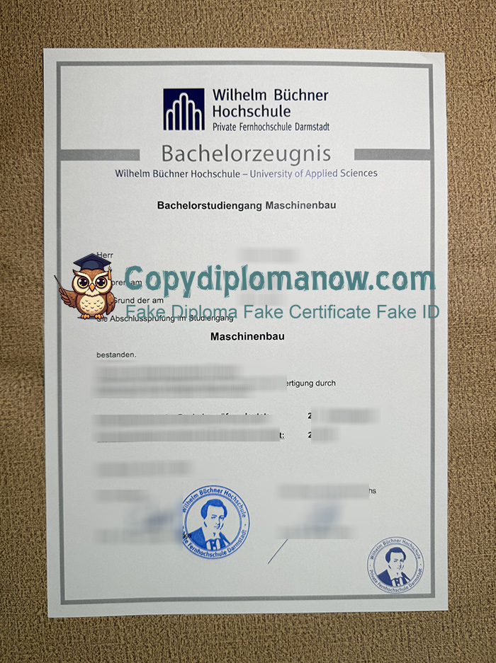 WBH Zeugnis, Wilhelm Büchner Hochschule Zeugnis
