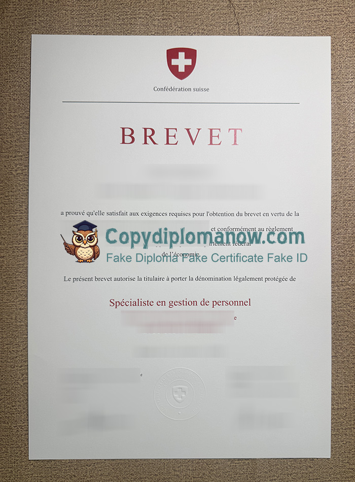 Confederation suisse Brevet Certificate