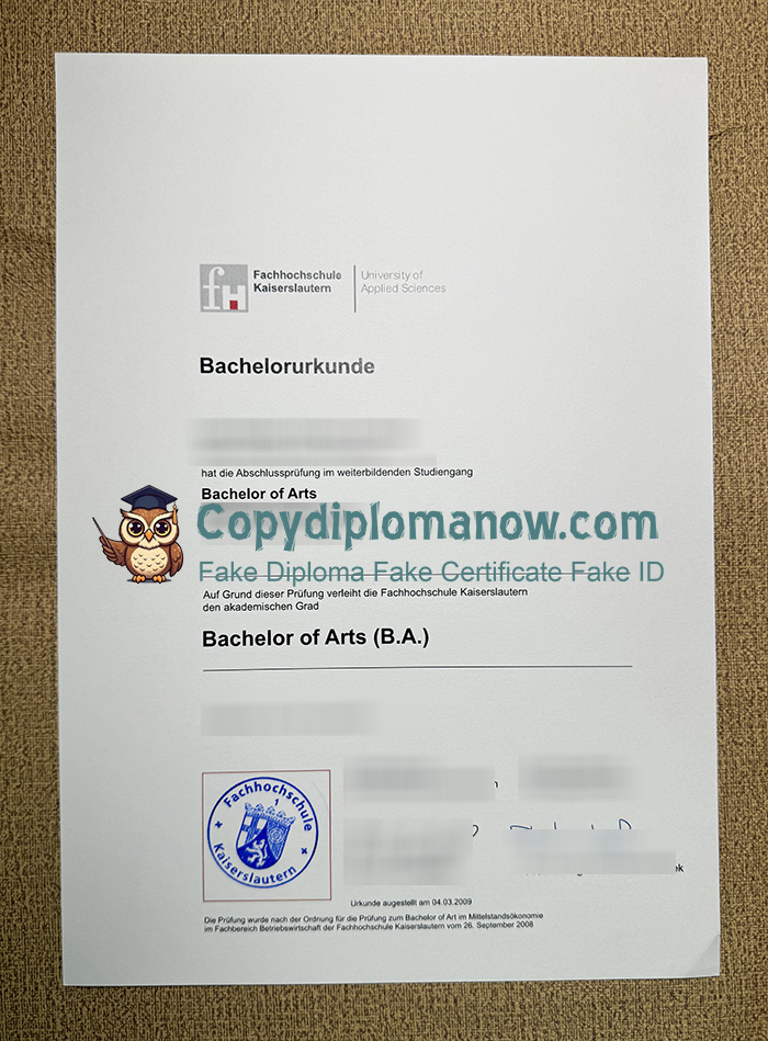 Hochschule Kaiserslautern Urkunde