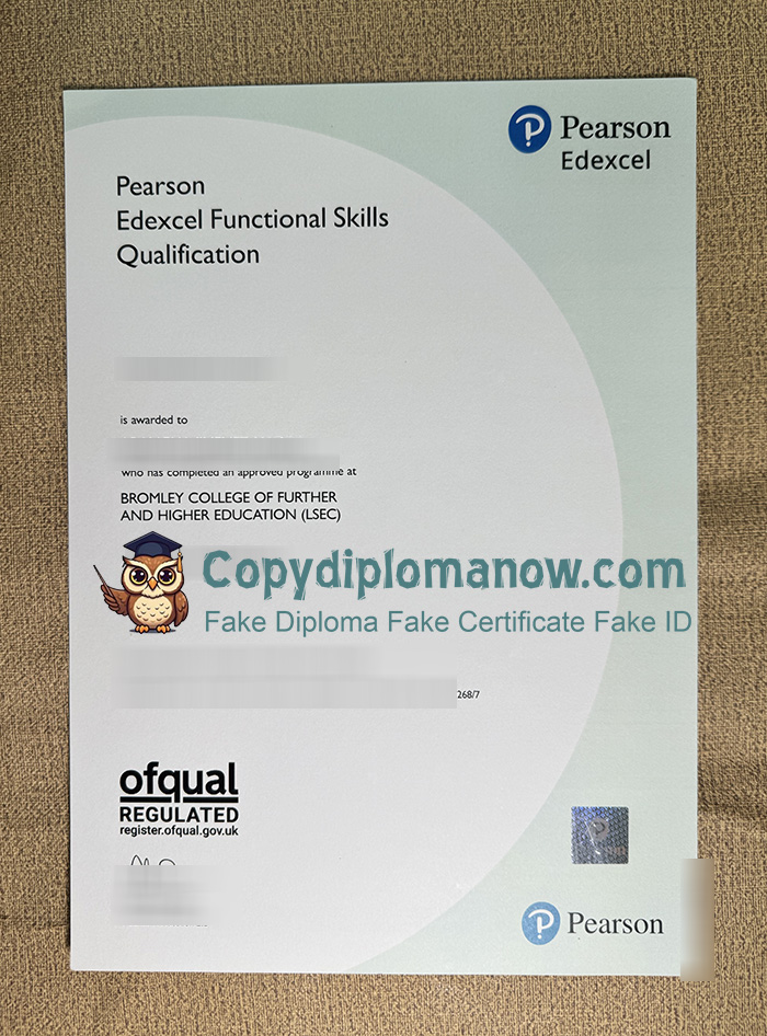 Pearson Edexcel Functional Skills Qualification Certificate