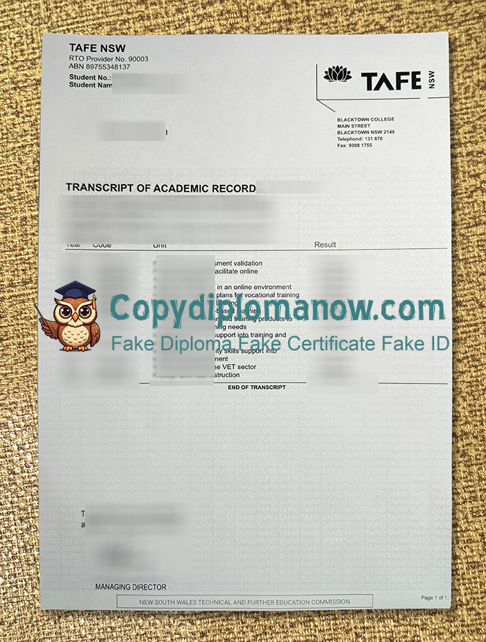 TAFE NSW Transcript
