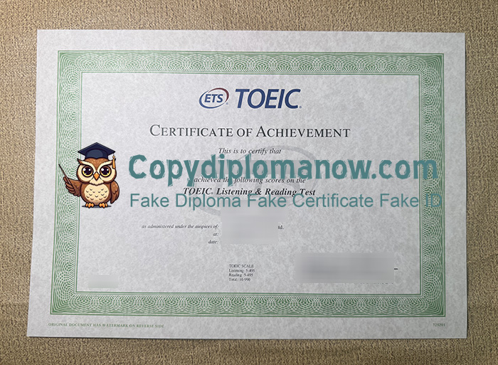 TOEIC Certificate, Test of English for International Communication Certificate