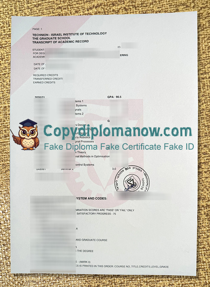 Technion – Israel Institute of Technology Transcript