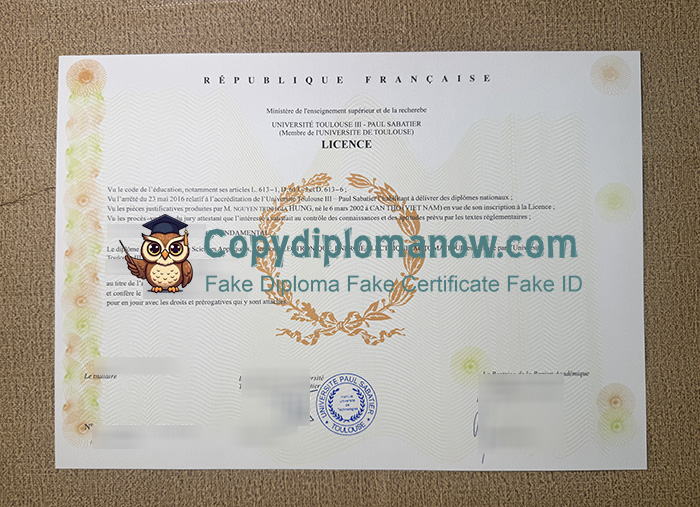 Université Toulouse 3 - Paul Sabatier Diploma, Université Paul Sabatier Diploma