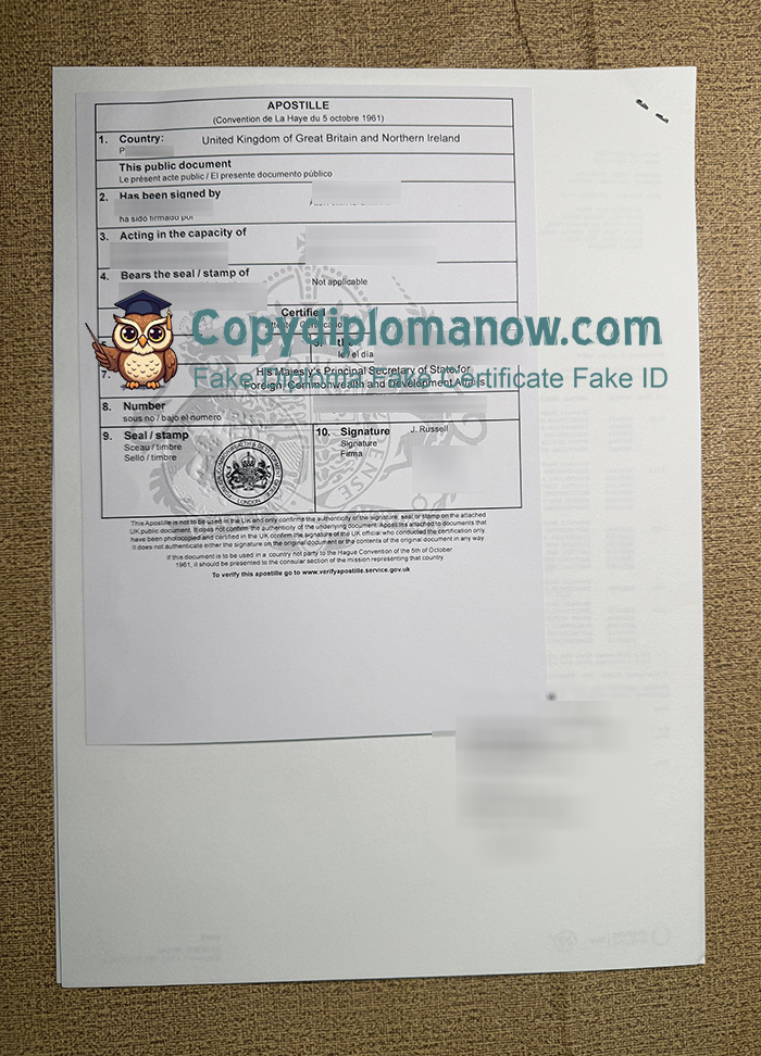 University of Sunderland Apostille certificate