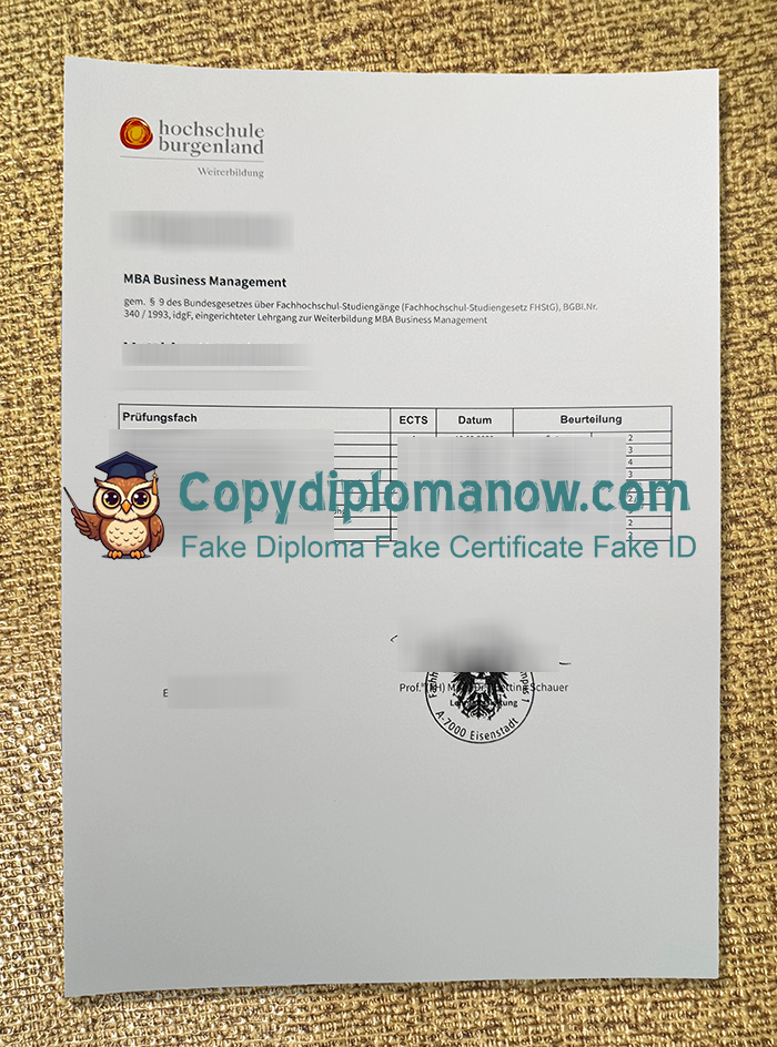 Hochschule Burgenland Transcript