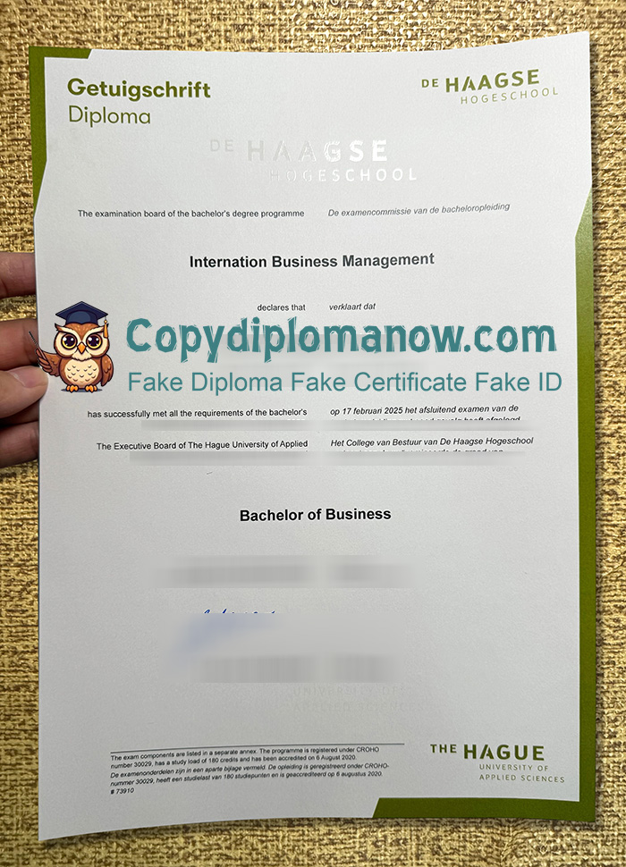 De Haagse Hogeschool Getuigschrift