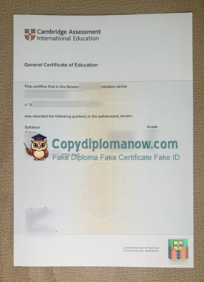 Cambridge GCE Certificate