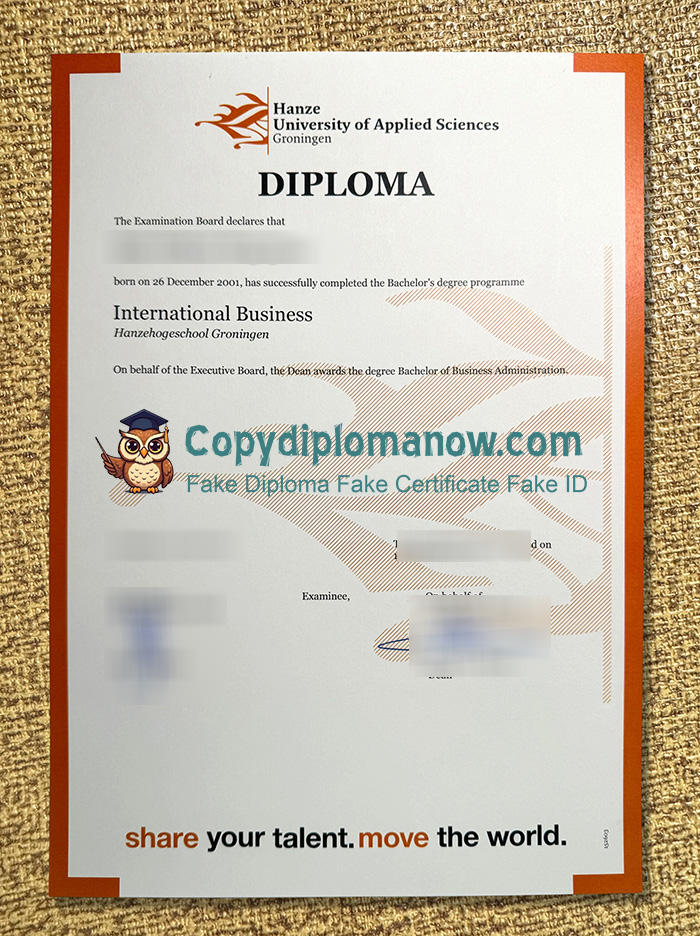 Hanze University of Applied Sciences Diploma