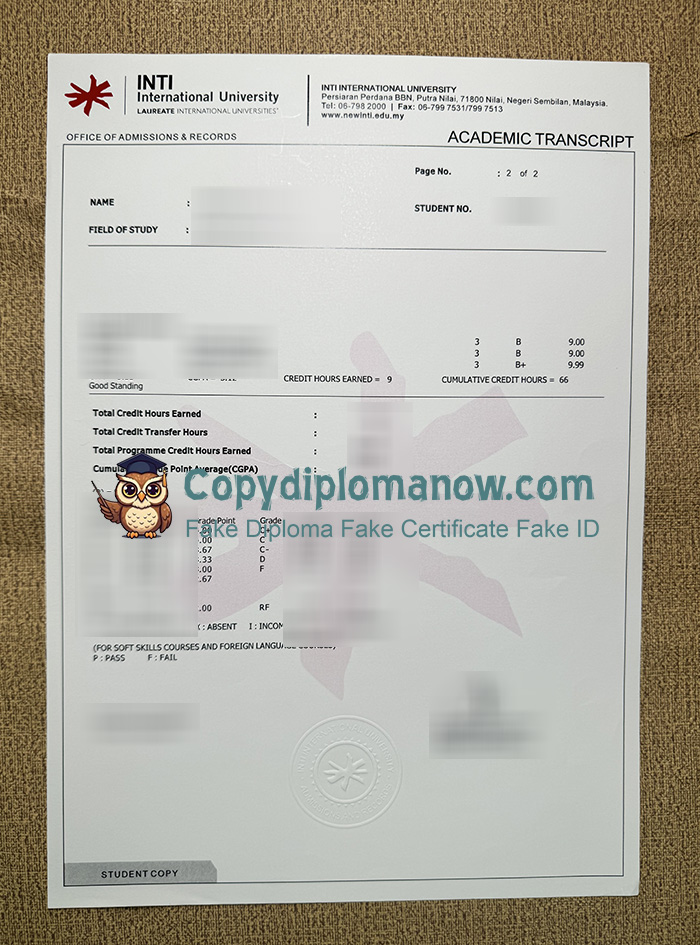 INTI International University Transcript