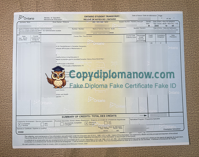 Ontario Student Transcript