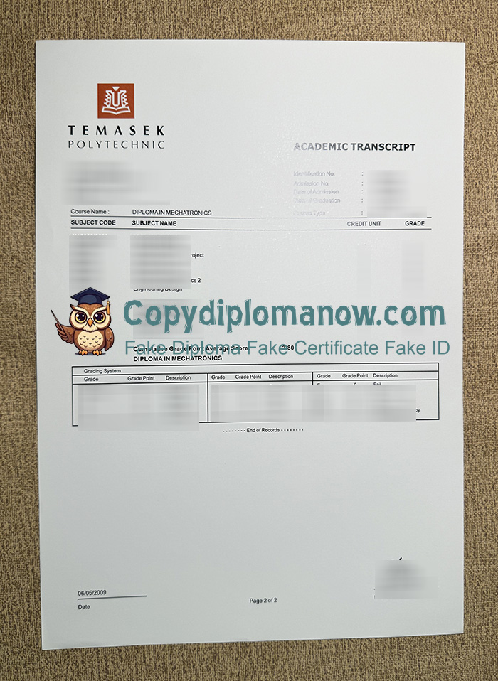 Temasek Polytechnic Transcript