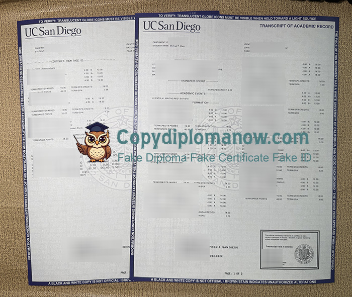 UCSD Transcript, University of California, San Diego Transcript