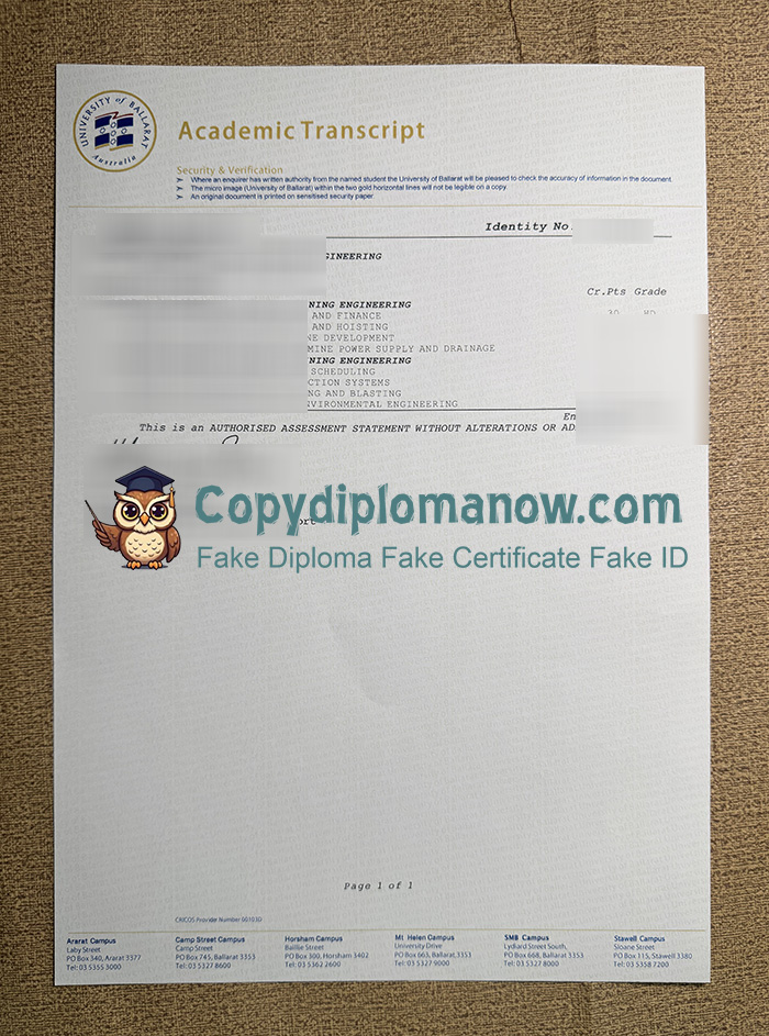 University of Ballarat Transcript