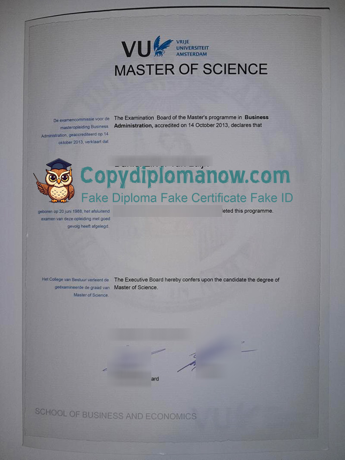 Vrije Universiteit Amsterdam Diploma