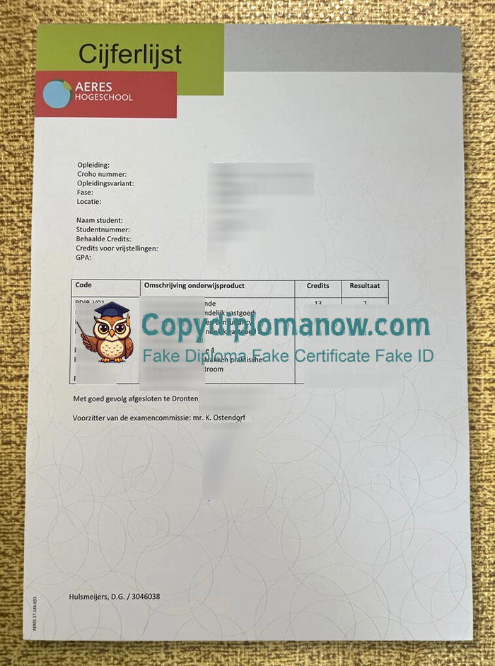 Aeres Hogeschool Cijferlijst