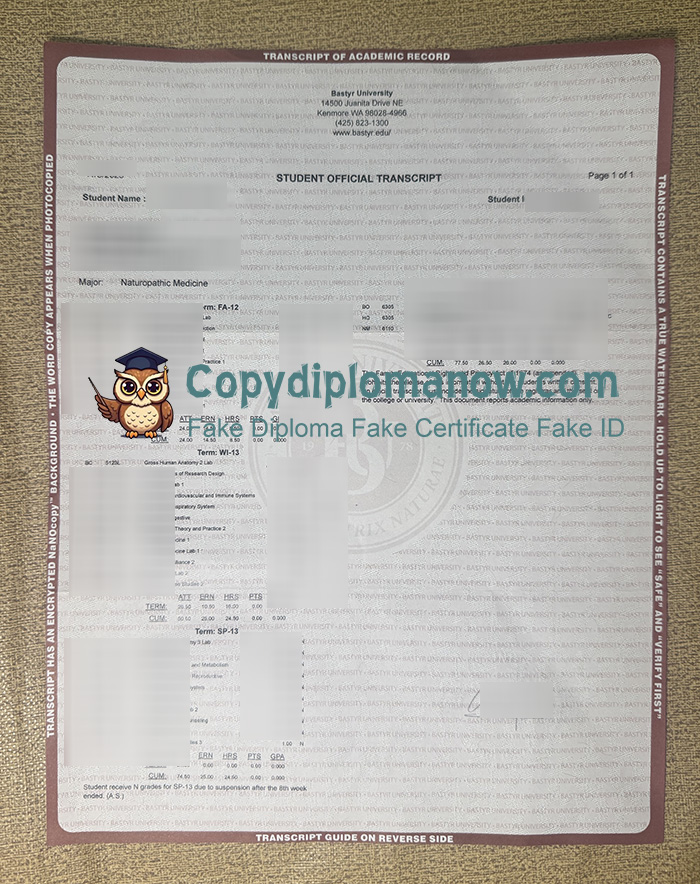 Bastyr University Transcript