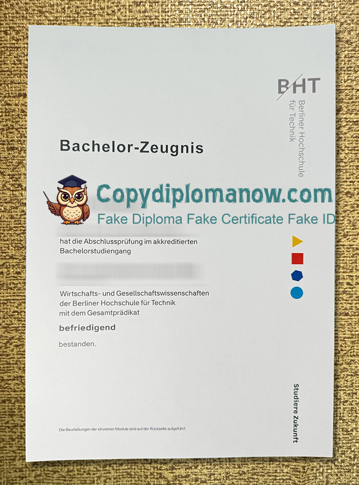 BHT Zeugnis, Berliner Hochschule für Technik Zeugnis
