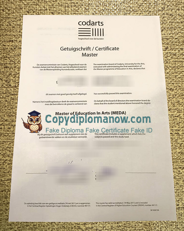 Codarts hogeschool voor de kunsten Getuigschrift