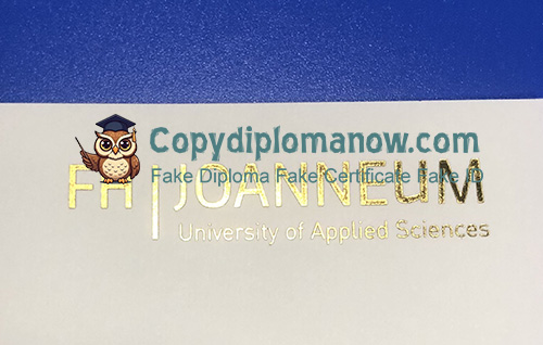 FH Joanneum Diploma Gold foil lettering