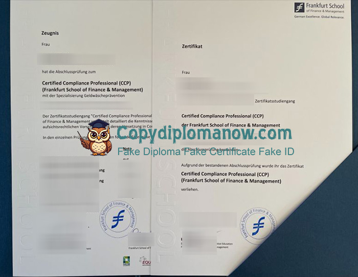 Frankfurt School of Finance & Management Zeugnis