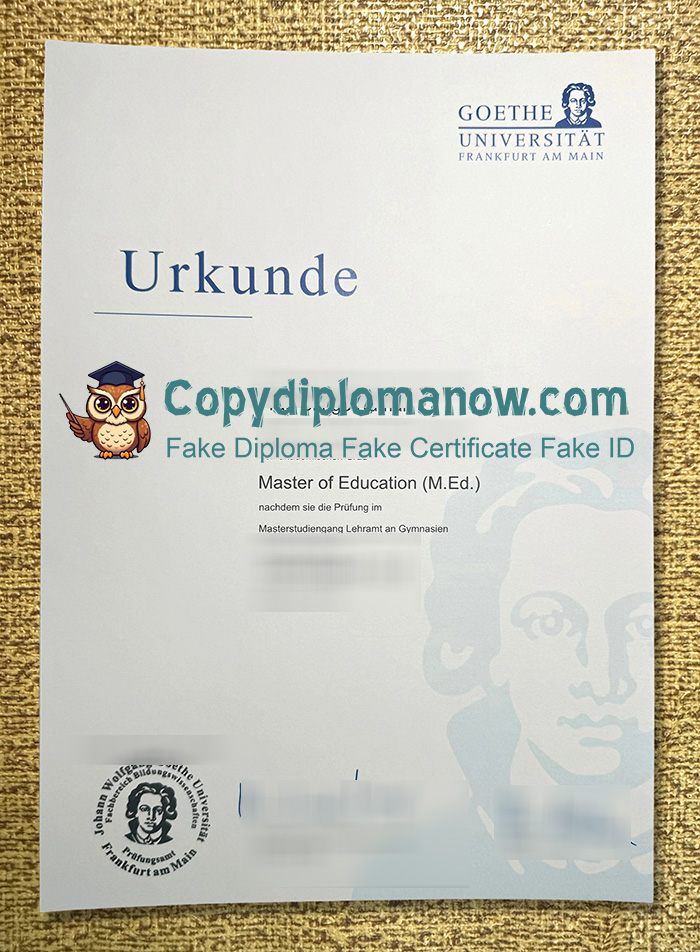 Goethe University Frankfurt Urkunde