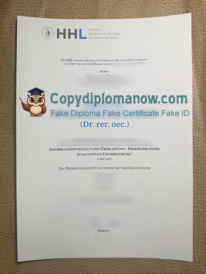 HHL Leipzig Graduate School of Management Urkunde