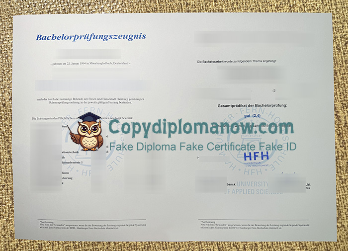Hamburger Fern-Hochschule Zeugnis, HFH Zeugnis