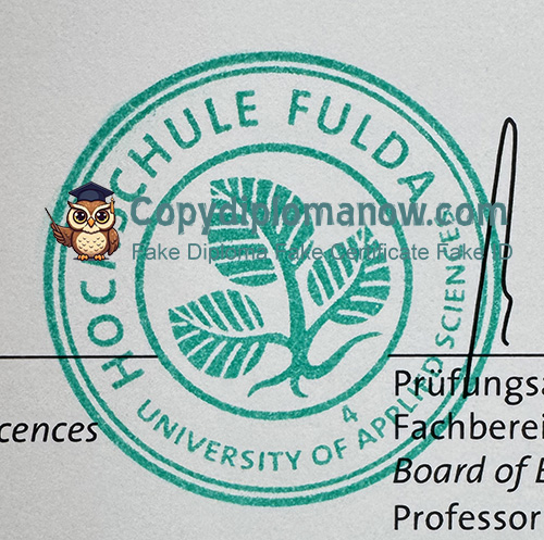 Hochschule Fulda Zeugnis seal