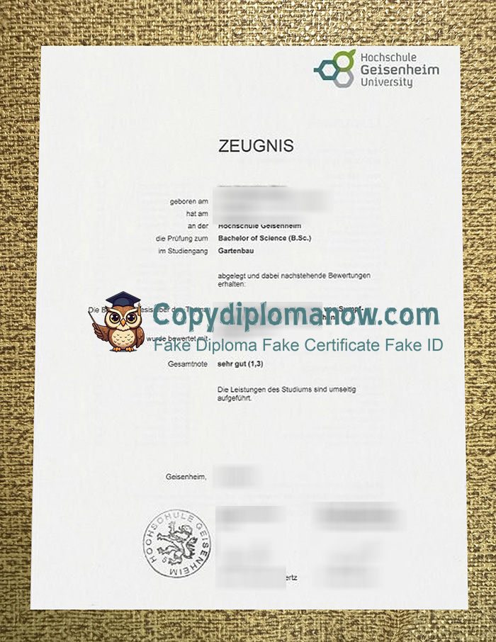 Hochschule Geisenheim University Zeugnis
