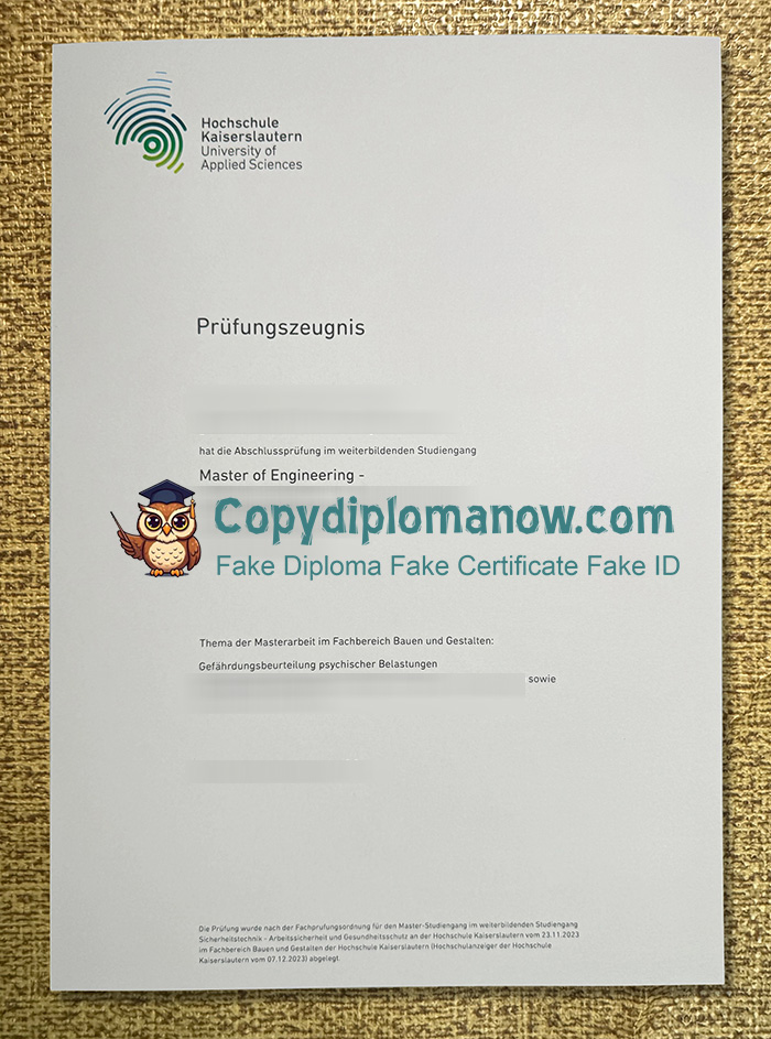 Hochschule Kaiserslautern Zeugnis