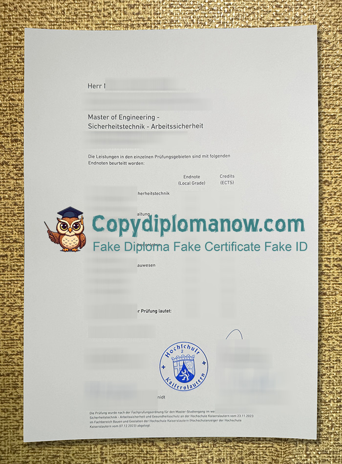 Hochschule Kaiserslautern Zeugnis