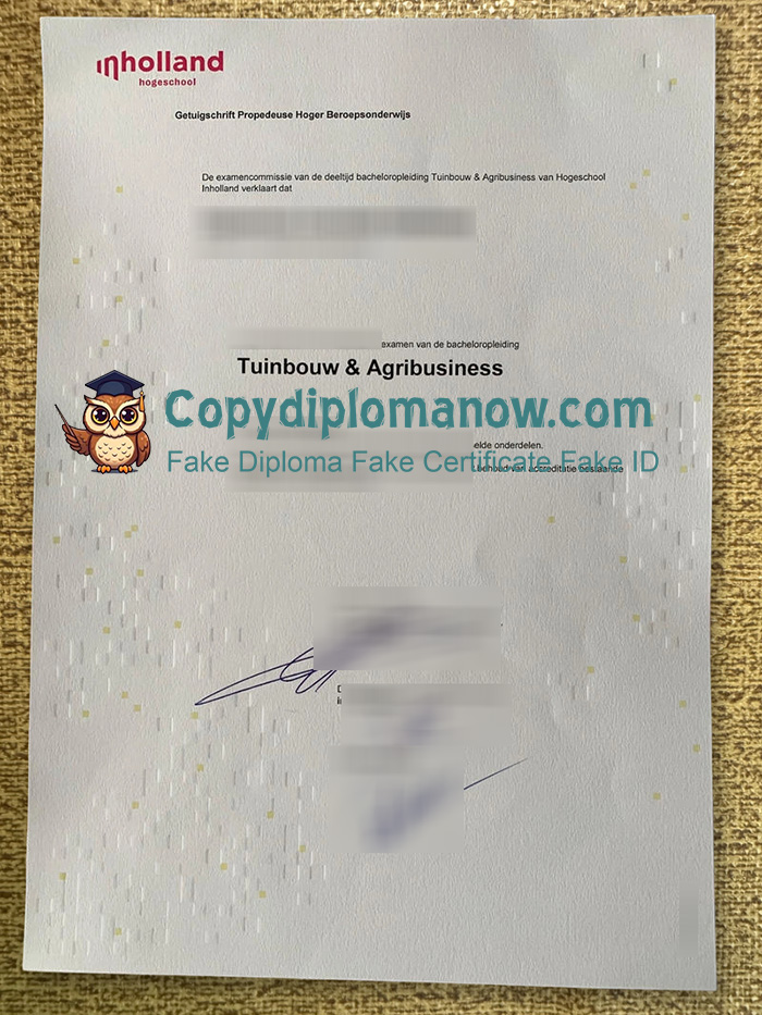 Hogeschool Inholland Getuigschrift