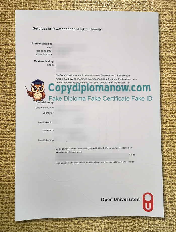 Open Universiteit Nederland Getuigschrift