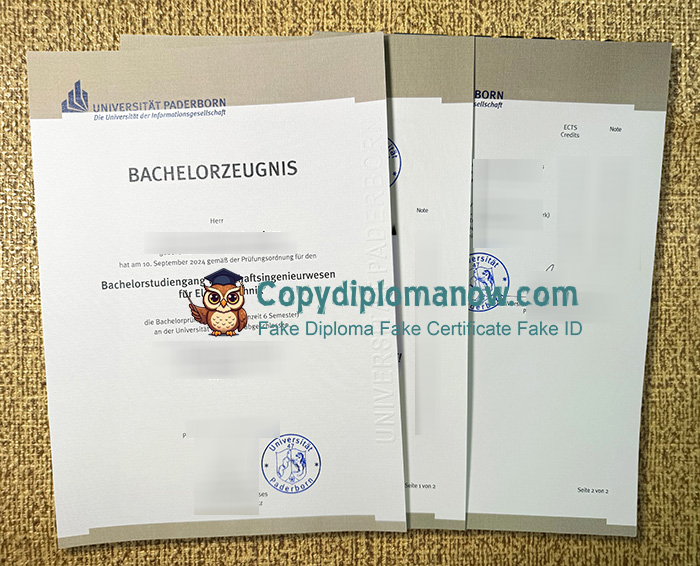 Universität Paderborn Zeugnis, Paderborn University Transcript