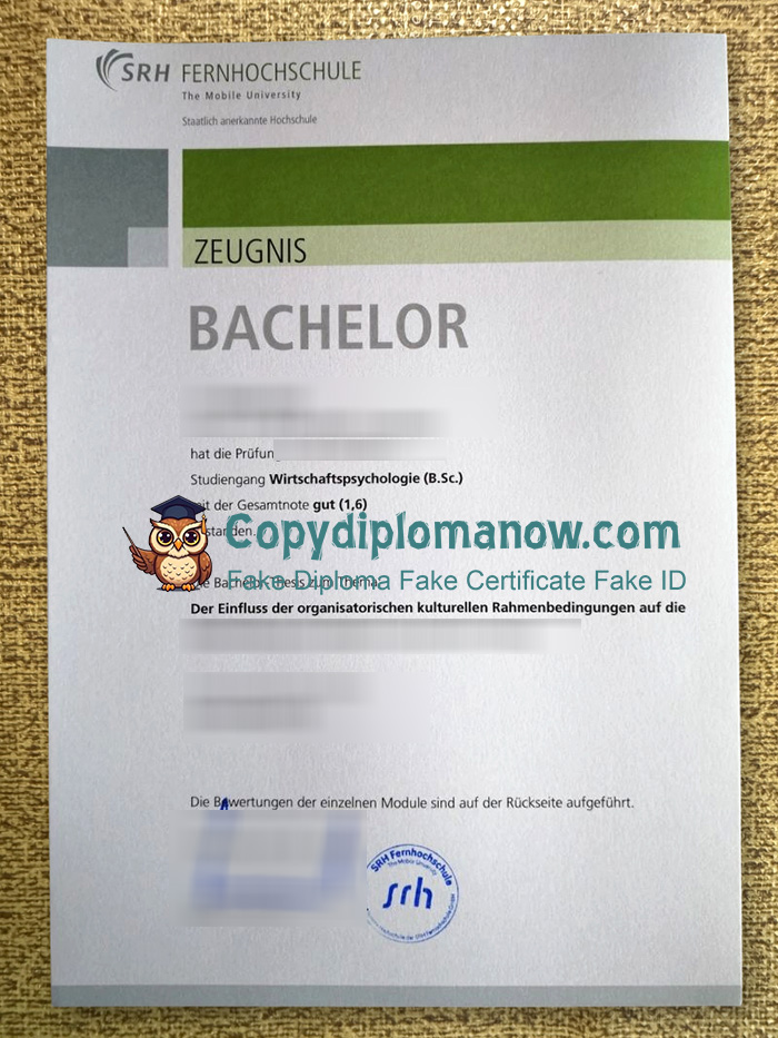 SRH Fernhochschule Zeugnis