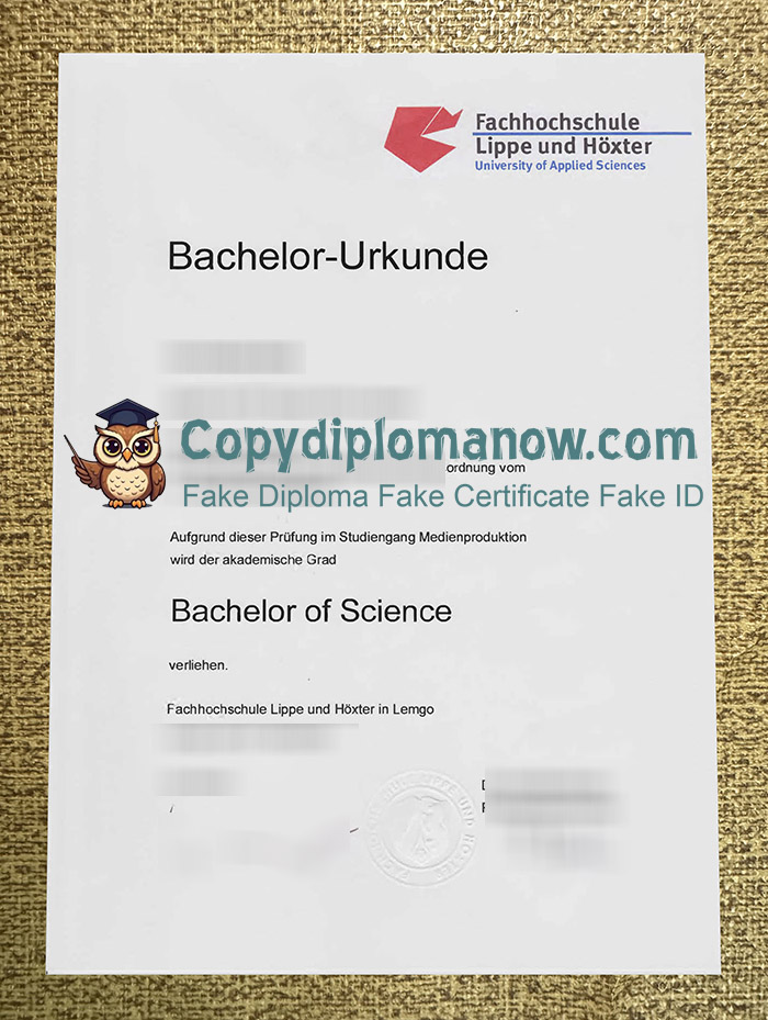 Fachhochschule Lippe und Höxter Urkunde