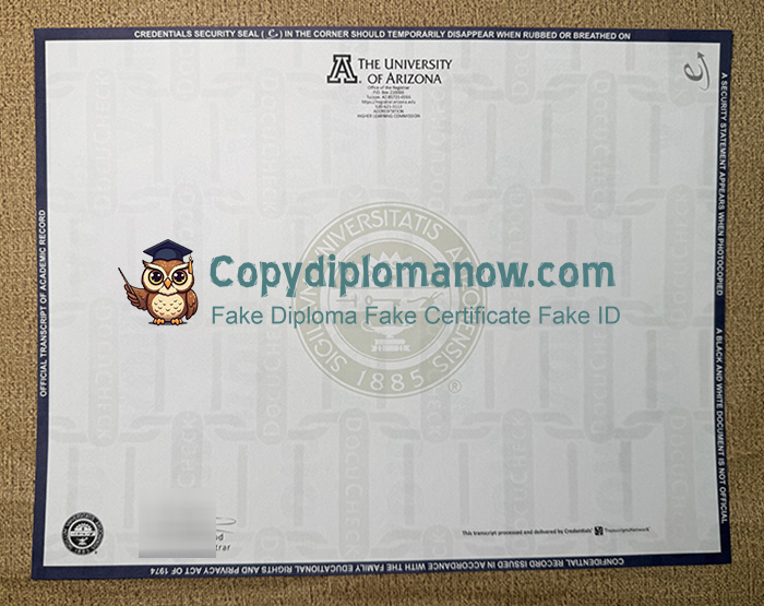 University of Arizona Transcript