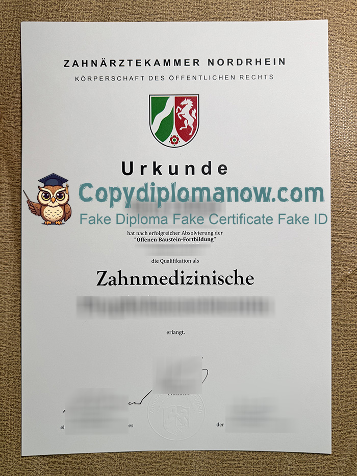 Zahnärztekammer Nordrhein Urkunde