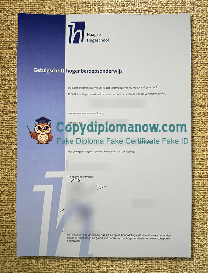 Haagse Hogeschool Getuigschrift