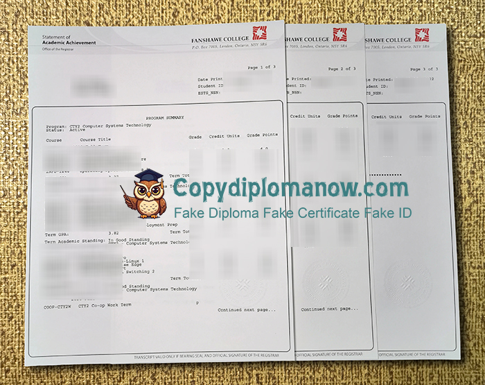 Fanshawe College Transcript