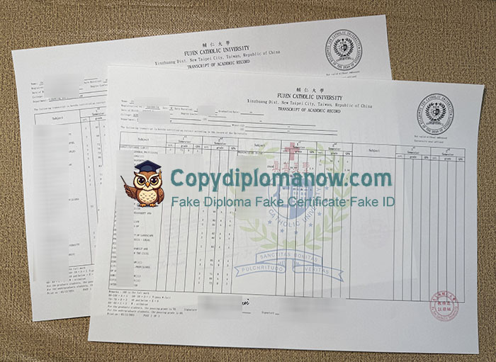 Fu Jen Catholic University Transcript, FJU Transcript