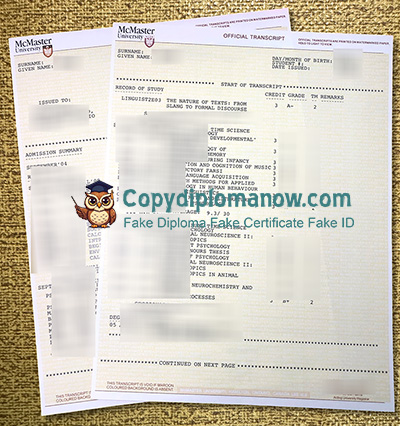 McMaster University Transcript