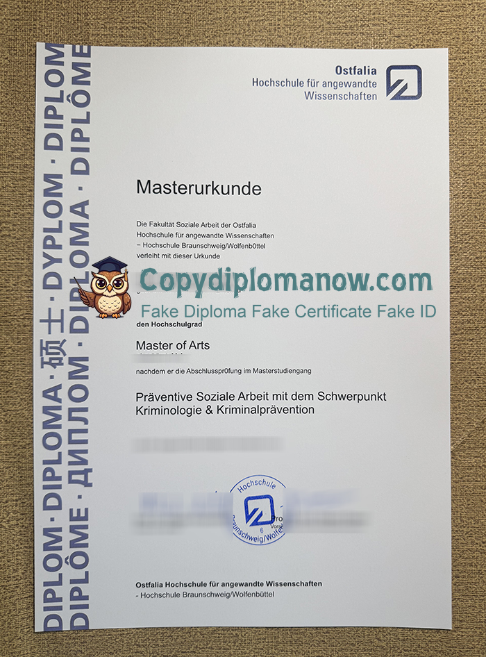 Ostfalia Hochschule für angewandte Wissenschaften Urkunde