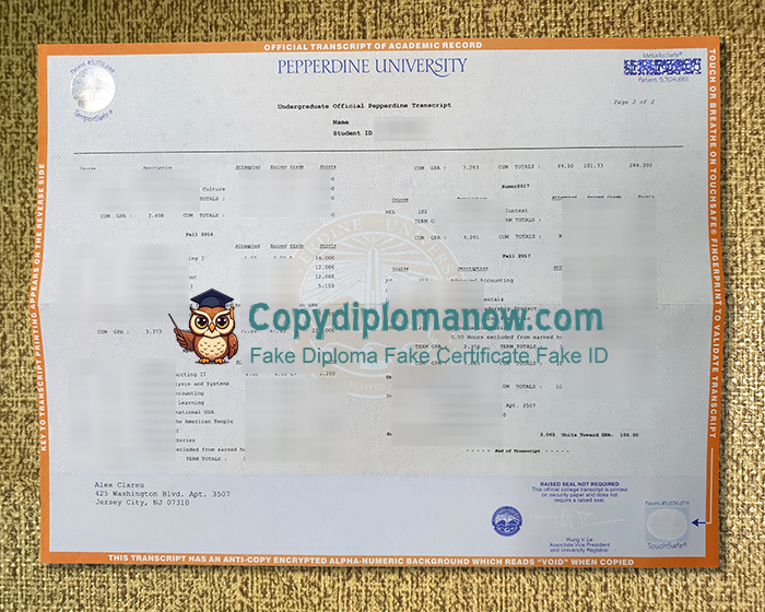 Pepperdine University Transcript